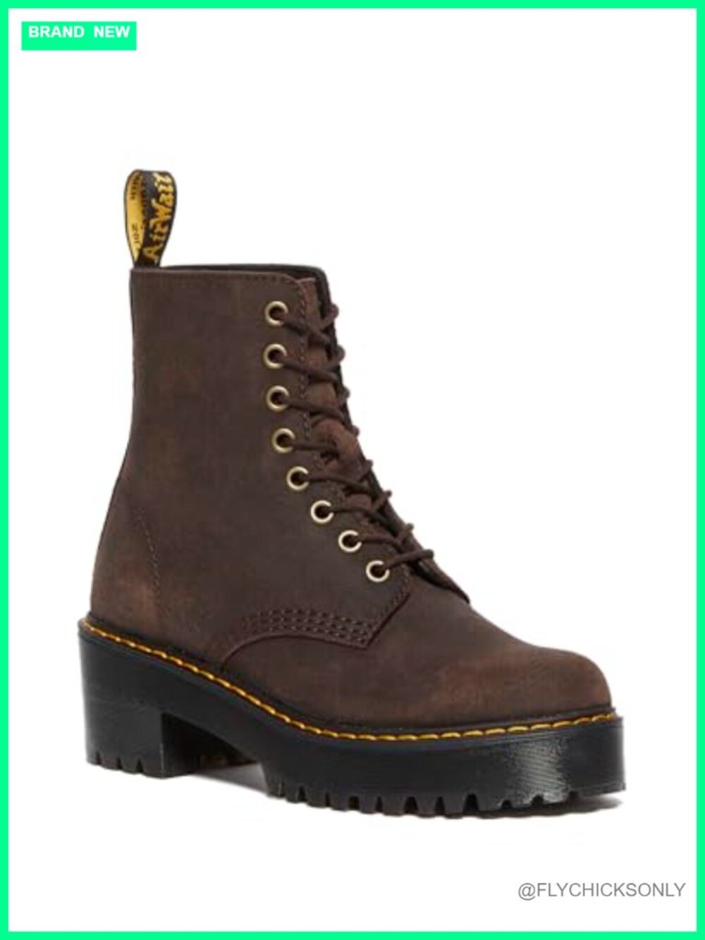 Dr. Martens Leather Heeled Combat Boot Lace Up 8 Eye Ankle